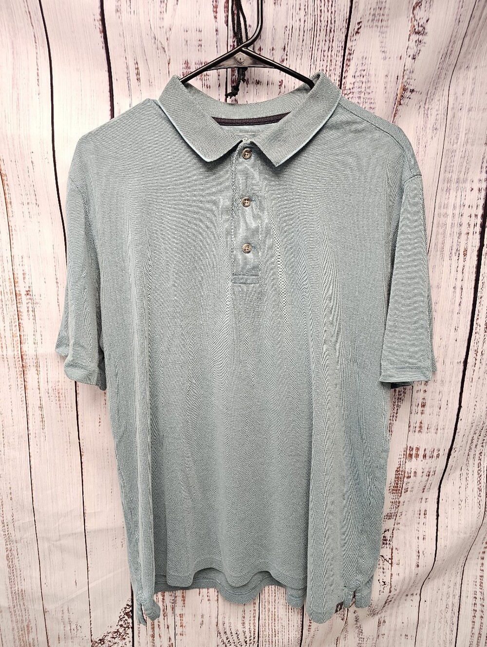 Eddie Bauer Travex Men's Blue Textured Golf Polo Shirt Tall Large TL